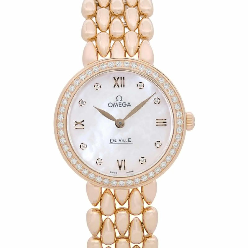 Omega De Ville Prestige 18k Rose Gold Diamond MOP dial watch 424.55.27.60.55.004-