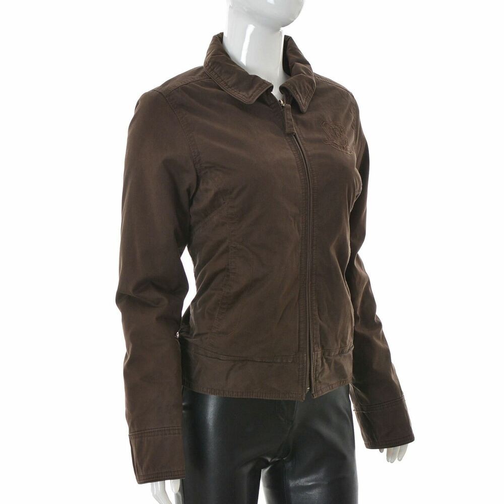 Tommy Hilfiger woman Denim Cherry jacket lady Brown Padded Lined S Small Genuine