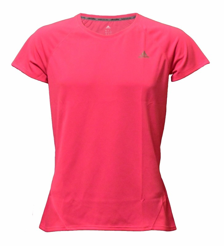 Adidas women's running Climalite sports gym performance pink T-shirt-