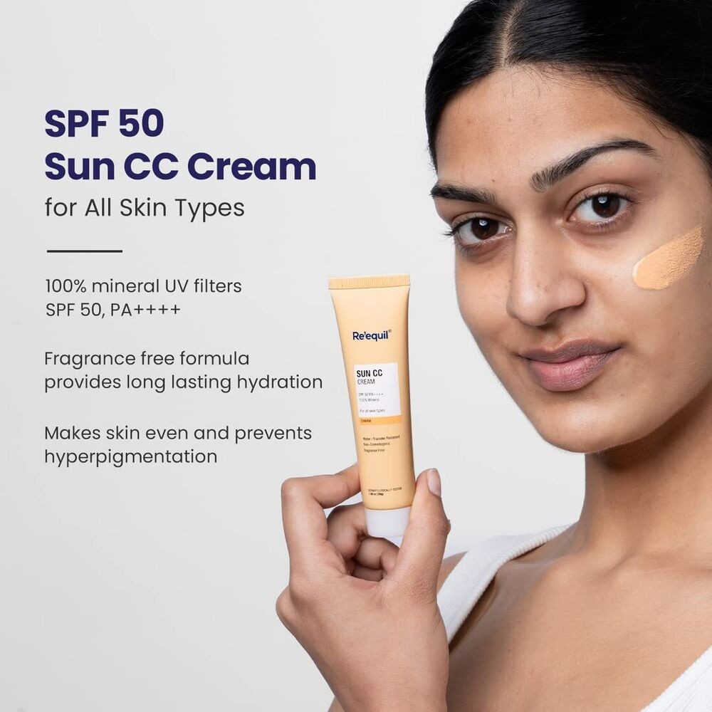 RE' EQUIL Sun CC Cream SPF 50 PA++++ 100% Mineral UV Filter, CC Cream ,30g