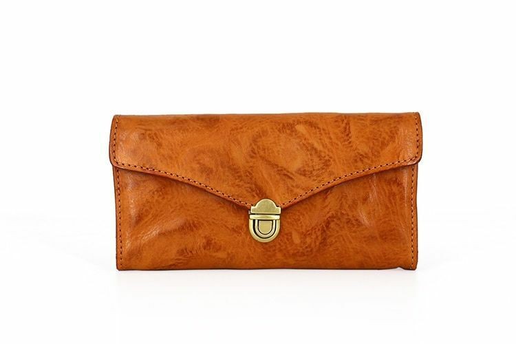 Leather Long Men Handbag Hasp Closure High Quality Vintage Travel Purse Wallet