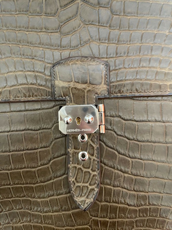 Hermes Sac A Depeche Porosus Crocodile Briefcase 38cm