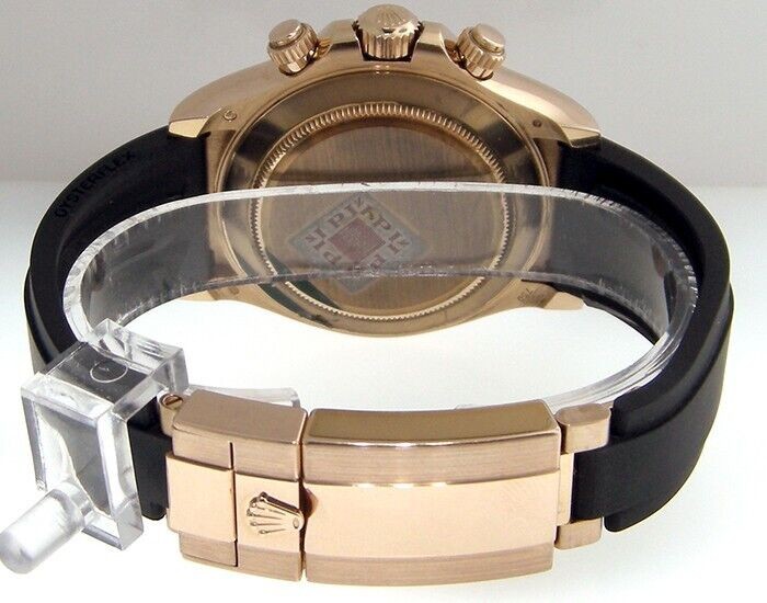 Rolex Daytona 116515ln 18k Everose Gold Black Dial Rubber Oysterflex 116515