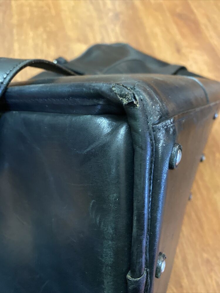 Glaser Designs Black Leather Large Litigation Bag/Traveler’s Briefcase + Strap