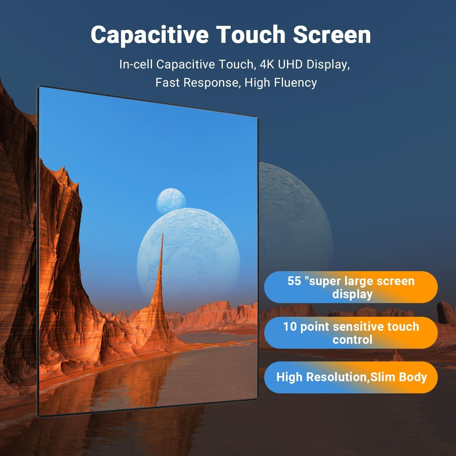 Smart Board, 55 inch digital whiteboard and smart board for classroom, screen mirroring for live streaming capacitive touch screen, digital signage display and advertising player