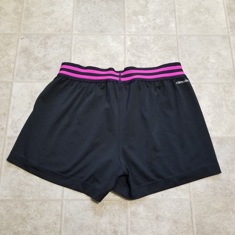 Adidas Women's Athletic Shorts Climalite S 8-10 Black Pink Running Jogging...-