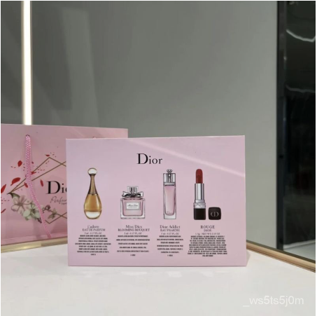 ❤️Dior Q version Dior lipstick 999 real me perfume four-piece set limited gift box Perfume lipstick four-piece set