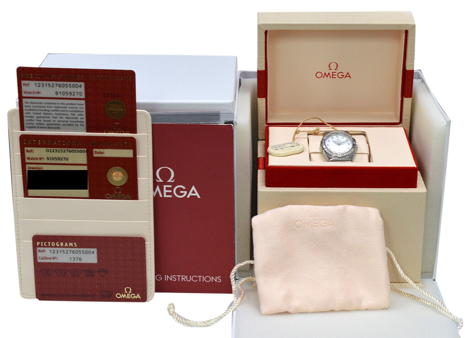 Omega Constellation 123.15.27.60.55.004 Diamond Sunburst MOP 27MM Quartz Watch