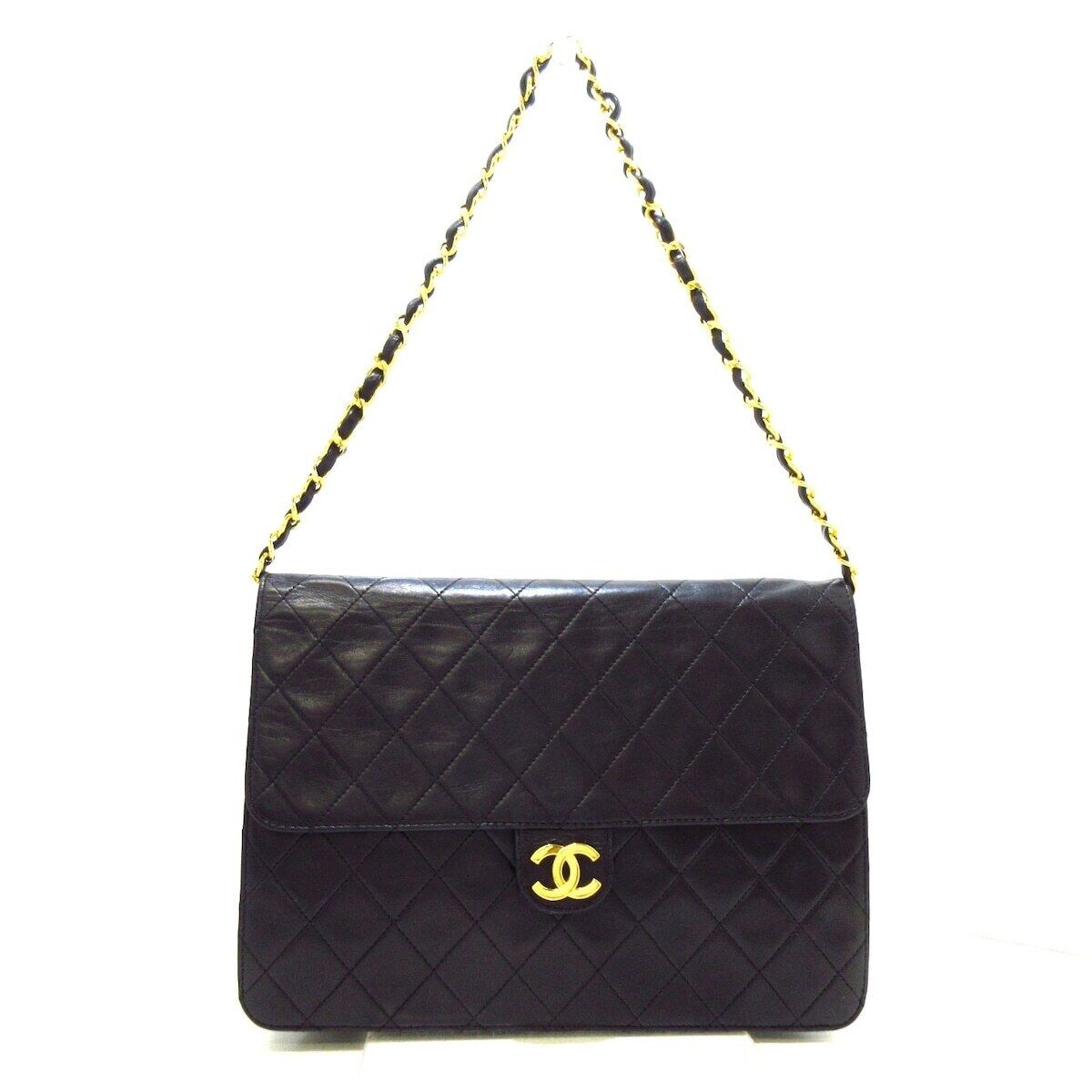 正品香奈儿单翻盖 Matelasse A03570 黑色羊皮女式单肩包-