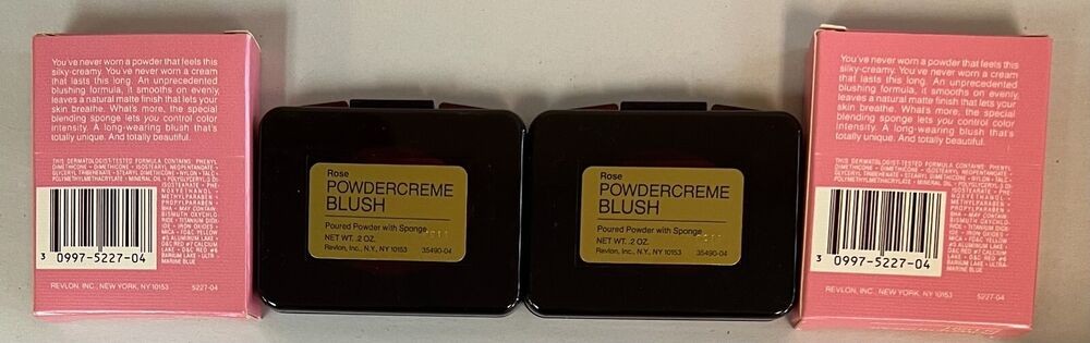 48 Revlon Powdercreme Blush With Sponge ROSE 0.2 OZ