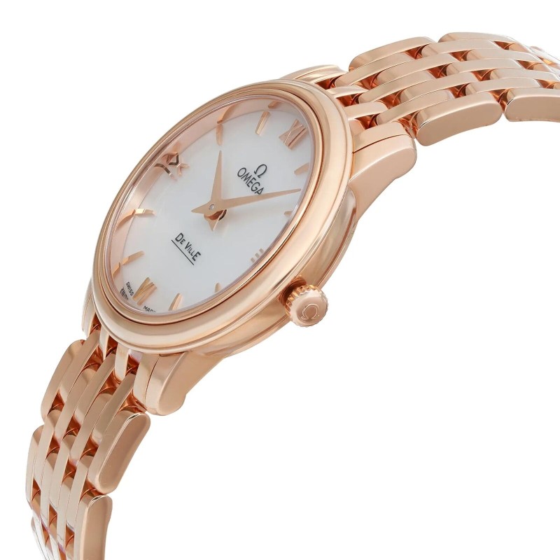 Omega De Ville Prestige 18K Rose Gold MOP dial Quartz watch 424.50.27.60.05.002-