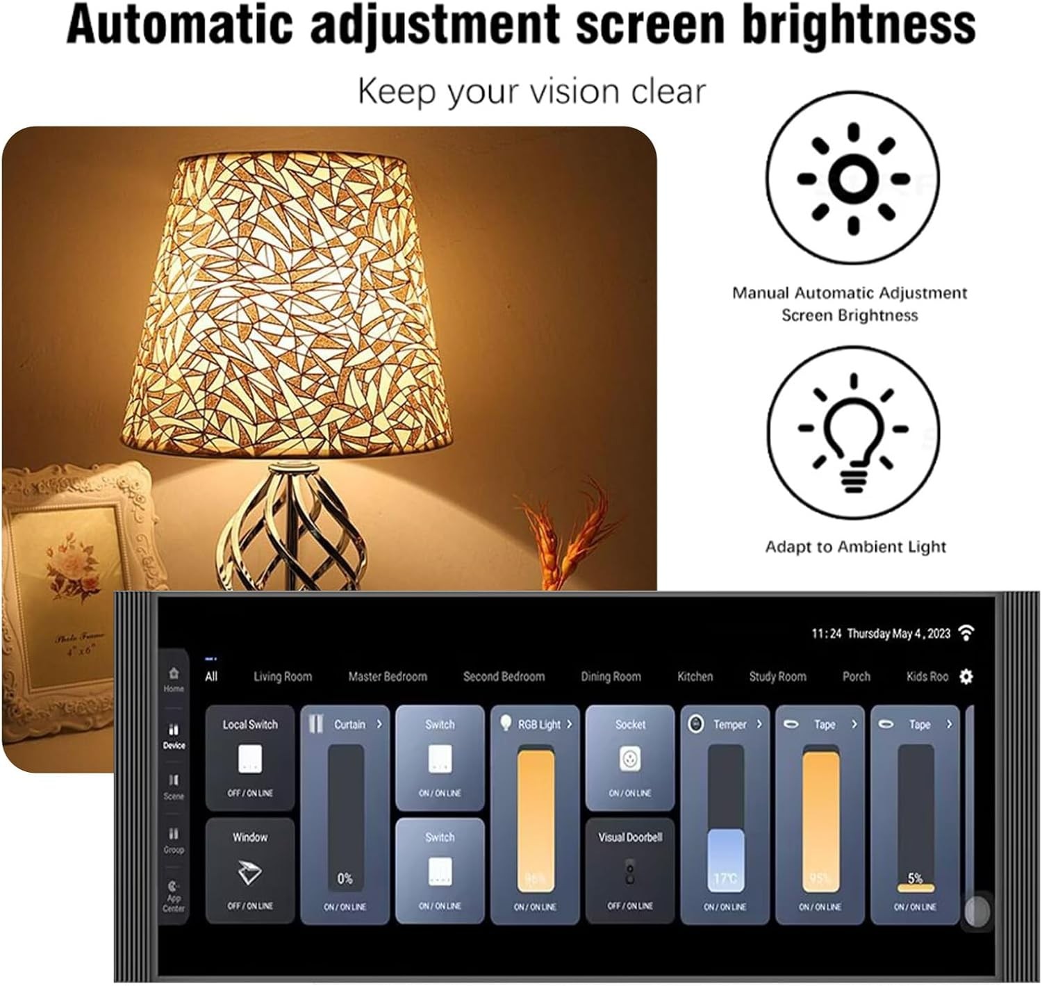 Smart Home Control Panel,12'' Dimmer and Background Music Player,Smart Life Tuya App Control Timer Switch for Smart Appliances,Support Video Doorbell Two-Way Intercom