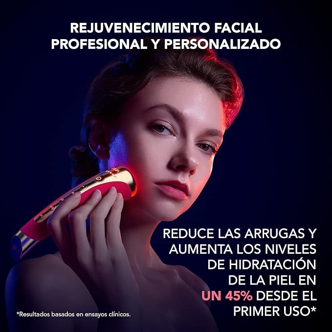 FAQ 102 - 8 Light Colors - Facial Massager - Wrinkle Skin Care - Pink Ruby