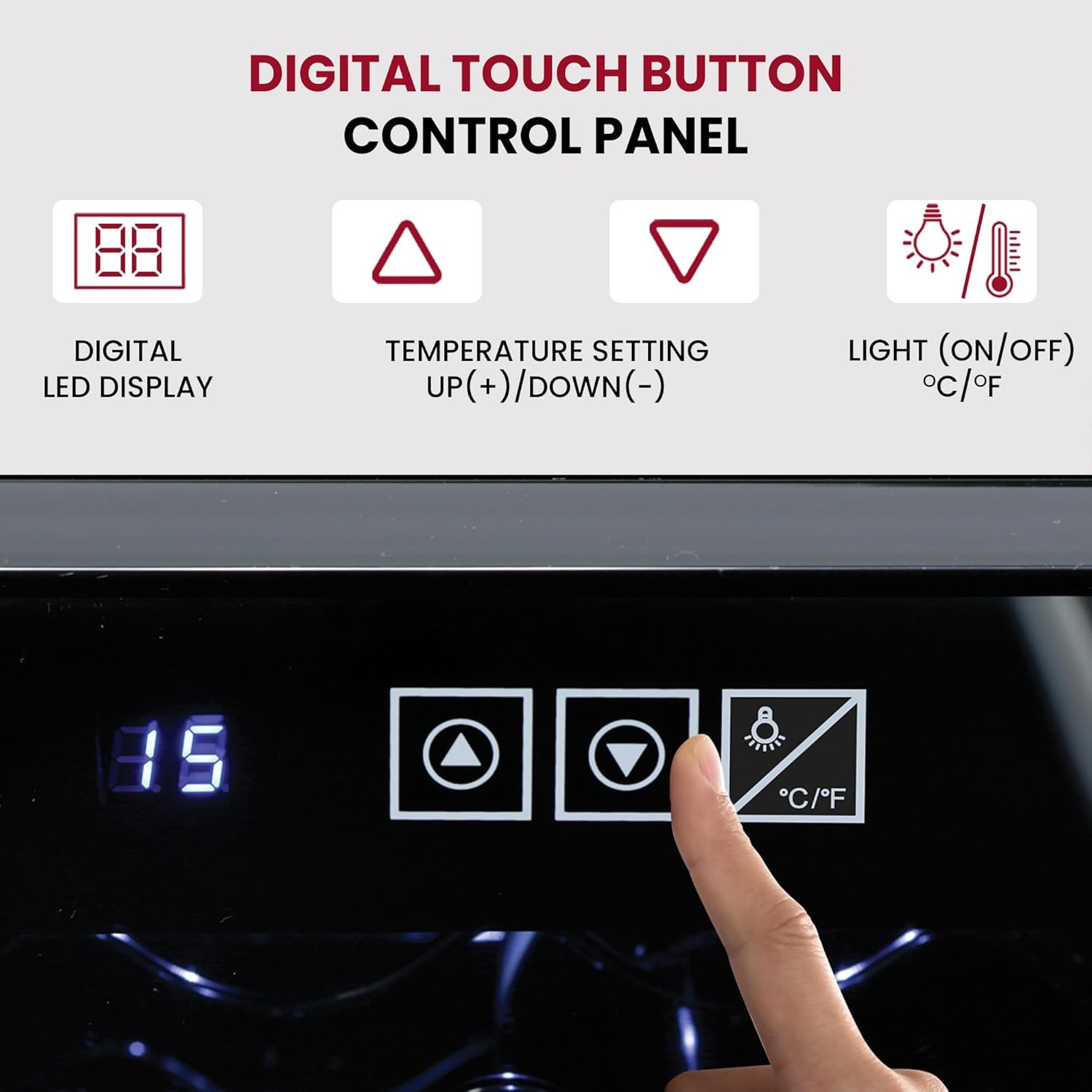 Koolatron Wine Fridge - Wine Cooler, 20 Bottle Wine Cabinet for Champagne, Red & White Wine, Freestanding Cellar For Bar, Home, Kitchen, Double Paned Glass Door, (48L)