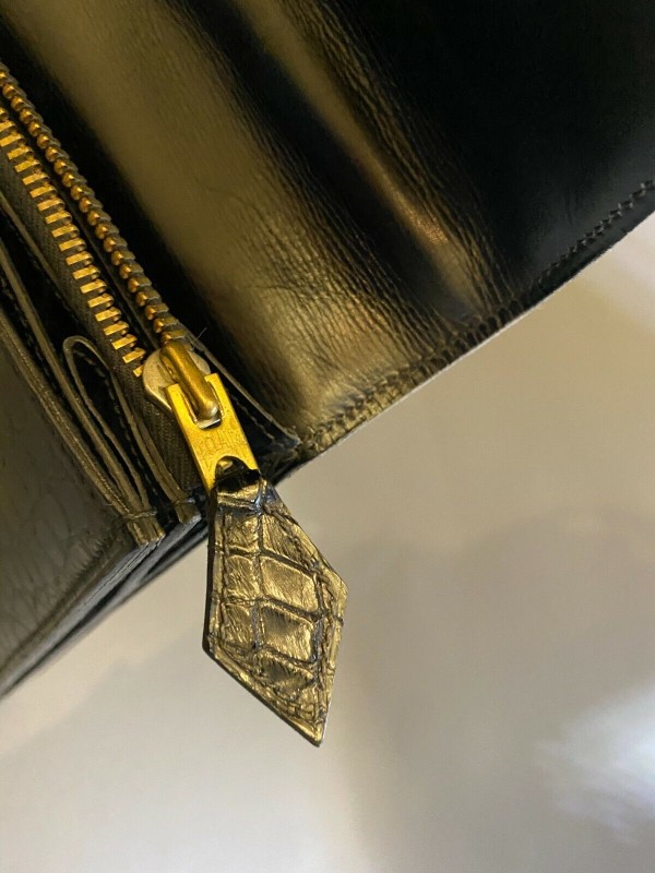 HERMES Sac A Depeche Briefcase Black Crocodile Porosus -