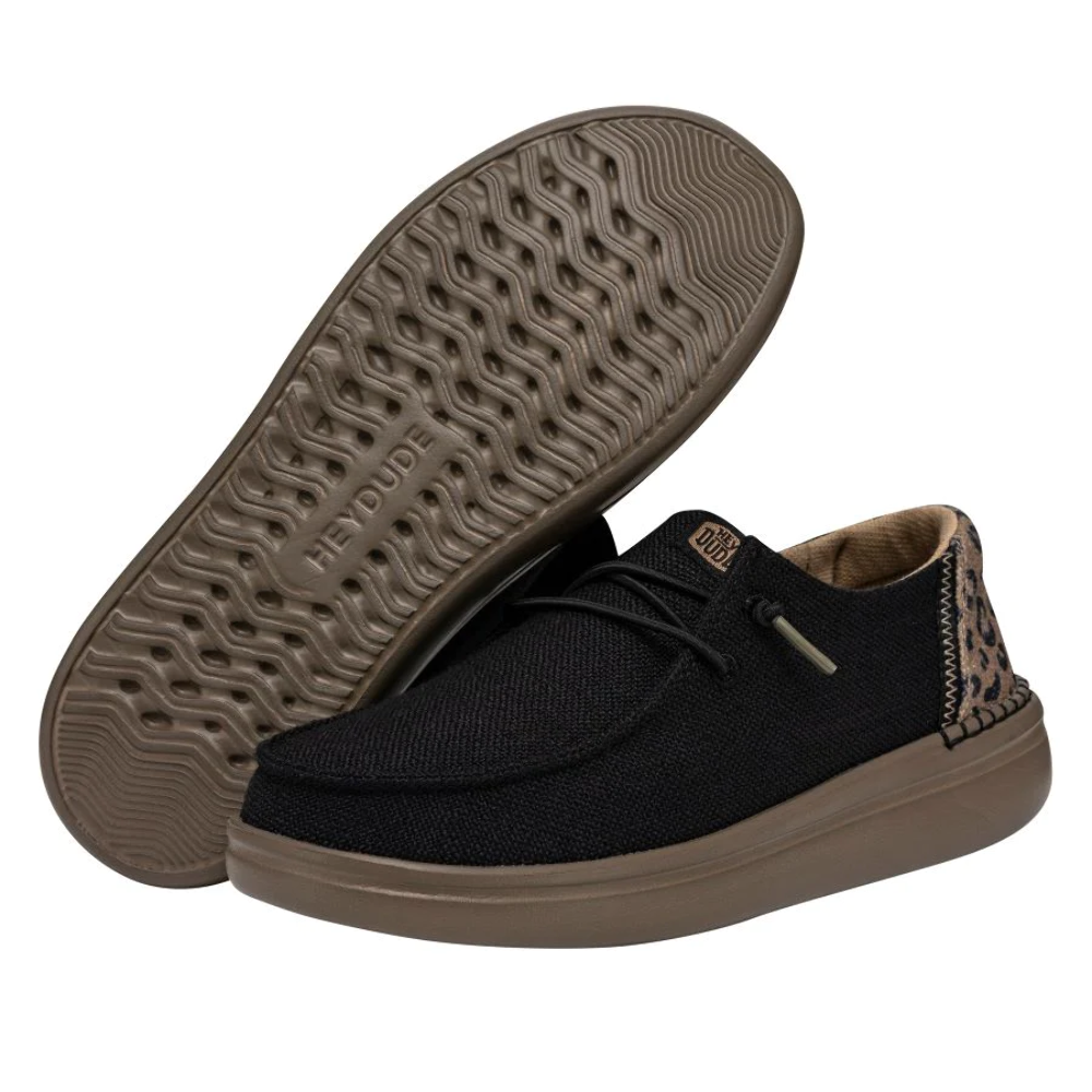 Hey Dude Wendy Rise Leo - Black | Women's Shoes | Women's Slip on Loafers