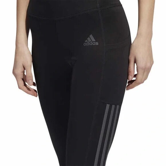 adidas Womens' 3-Stripe High Rise Waistband 3/4 Capri Leggings