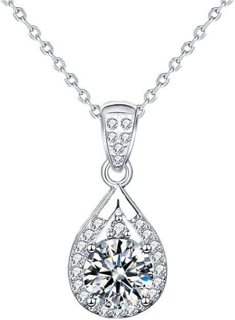 14K Gold over S925 Silver Teardrop 3ct Diamond Pendant Necklace, VVS1 D-Color, Thoughtful Valentine's Day Surprise for Women