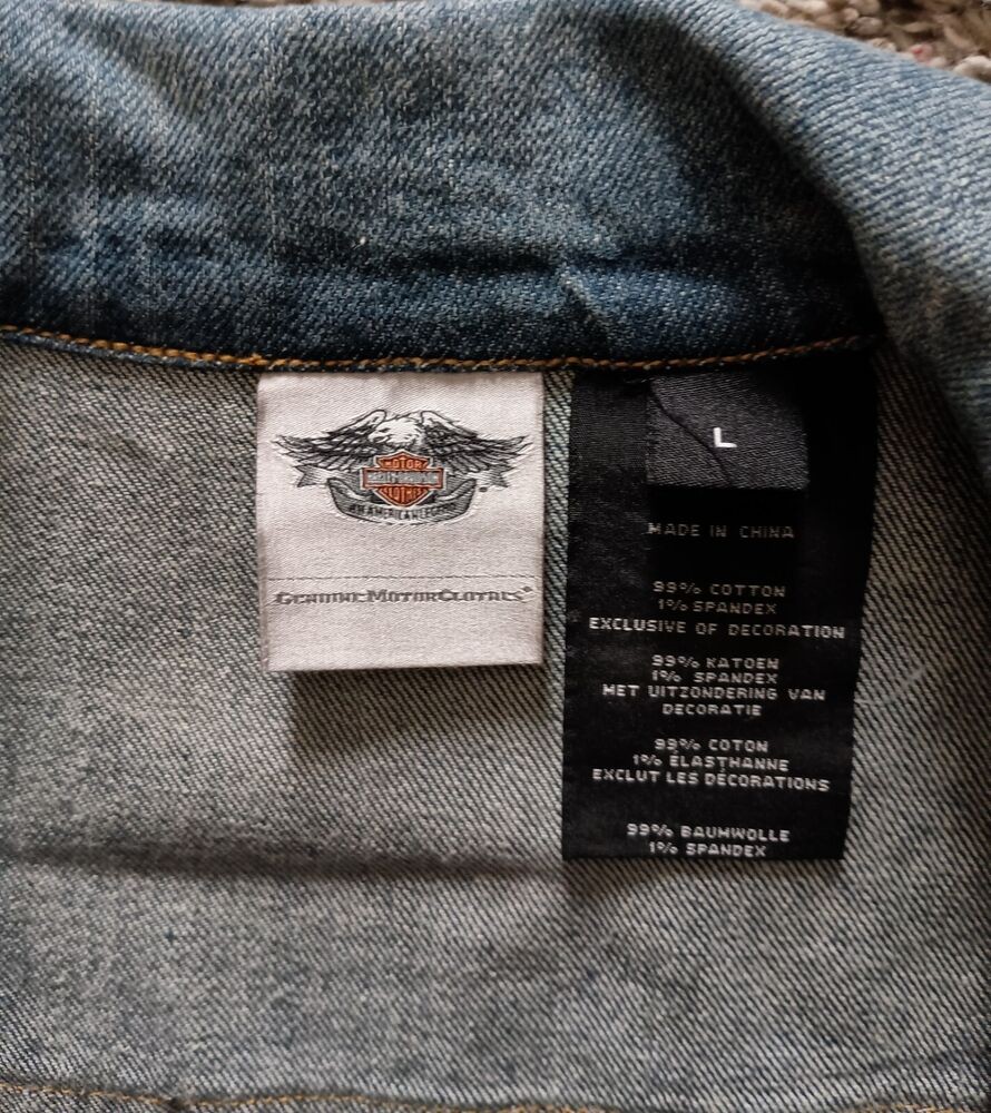 Harley-Davidson Denim Motorcycle Jean Vest Sz Large Women Patchwork Bandana