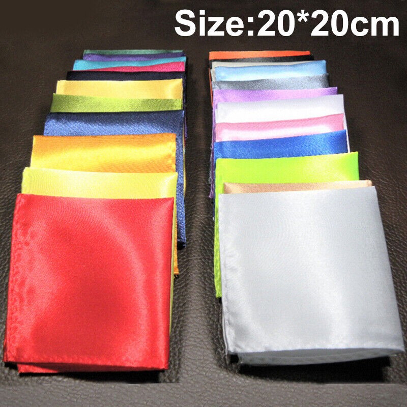 Men Square Towel Silk Satin Handkerchief Wedding Party Suit Pocket Accessories