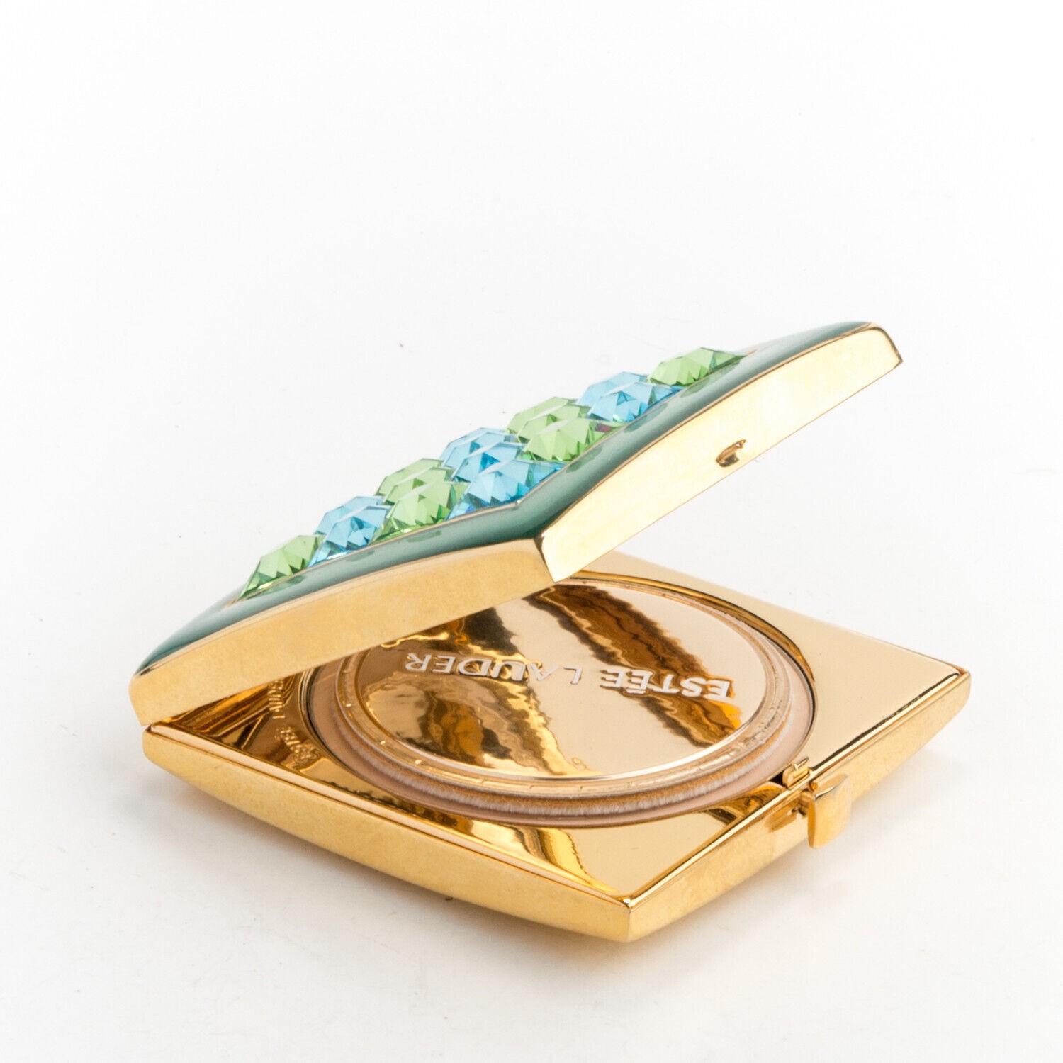 Estee Lauder Re-Nutriv Pressed Powder Compact Jeweled Crystal Mirror Transparent
