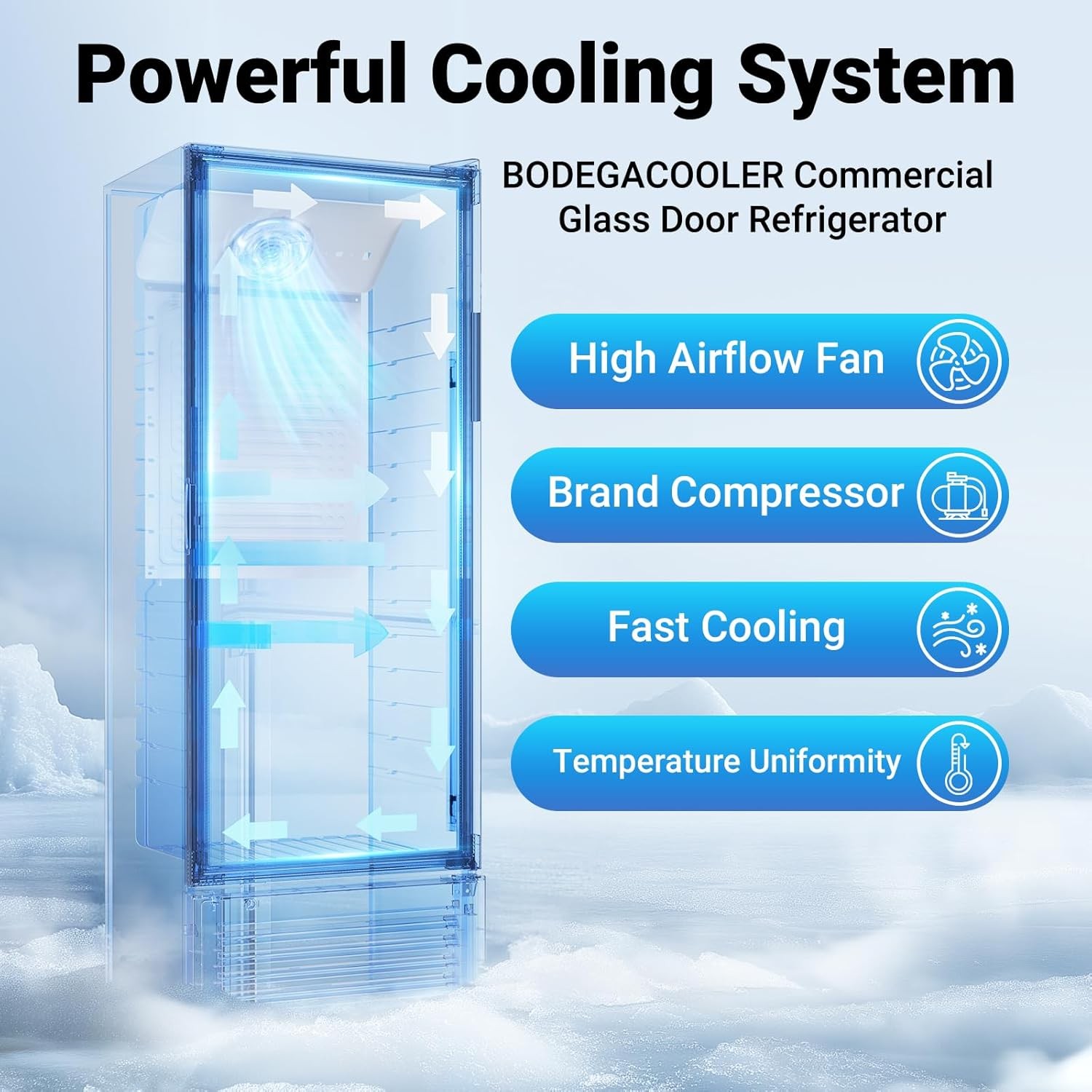 BODEGACOOLER Beverage Refrigerator and Cooler For Man Cave, 10.2 Cu.Ft. Commercial Merchandiser Refrigerators with Soft LED Light, Upright Display refrigerator, Commercial Fridge as Back Bar Cooler.