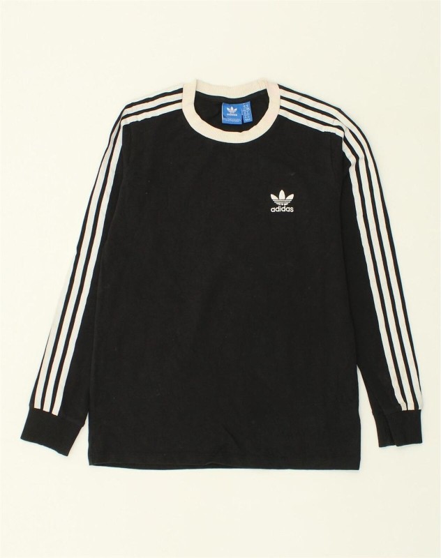 ADIDAS Womens Top Long Sleeve UK 14 Medium Black Cotton AI15