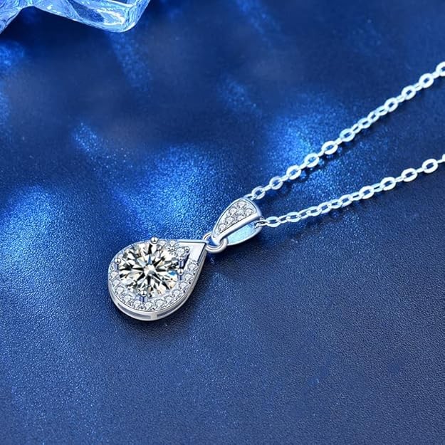 14K Gold over S925 Silver Teardrop 3ct Diamond Pendant Necklace, VVS1 D-Color, Thoughtful Valentine's Day Surprise for Women