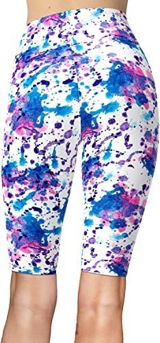sissycos women's art splash print cycling shorts butter soft fitness leggings