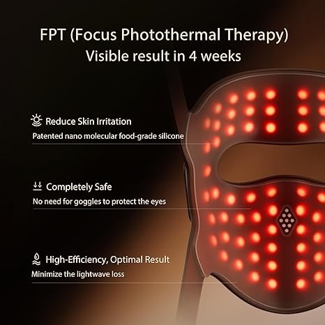 JOVS 4D Laser Phototherapy Mask, Red Light Therapy, 4 Different Wavelengths with FPT Concentration Technology, 3 Modes Portable Mask for Anti-Aging
