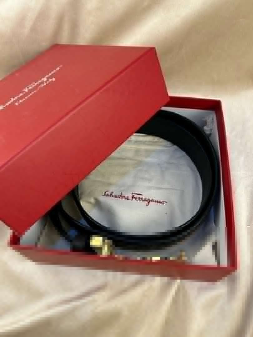 Salvatore Ferragamo Lichee Men's Belt 32"34"36"38" - Black/Gold buckle - NEW!
