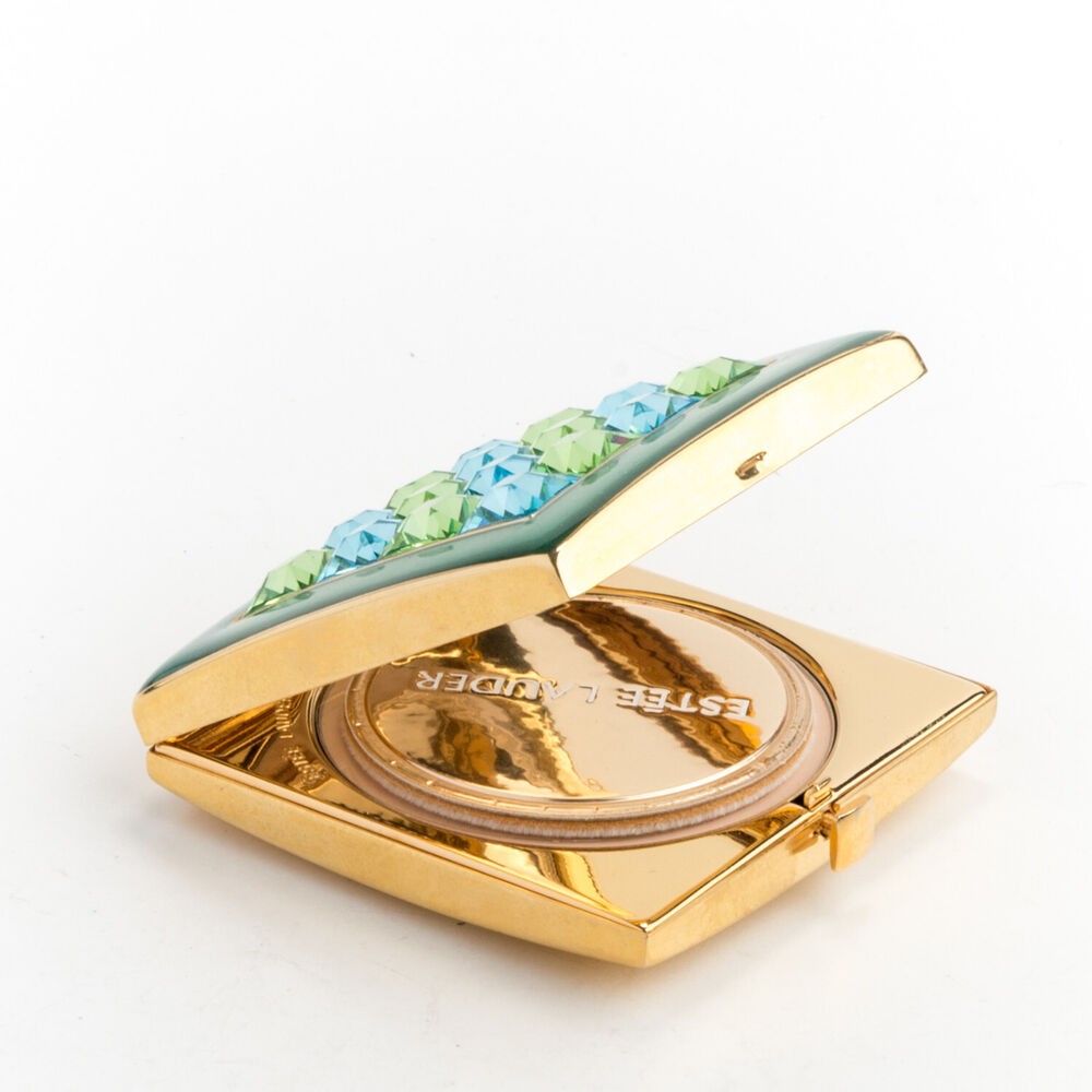 Estee Lauder Re-Nutriv Pressed Powder Compact Jeweled Crystal Mirror Transparent