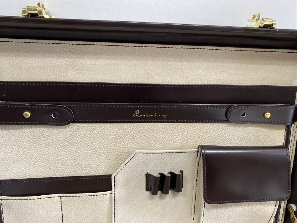 Londonderry Business Briefcase for Men Hard Case Leather Color Brown Size L