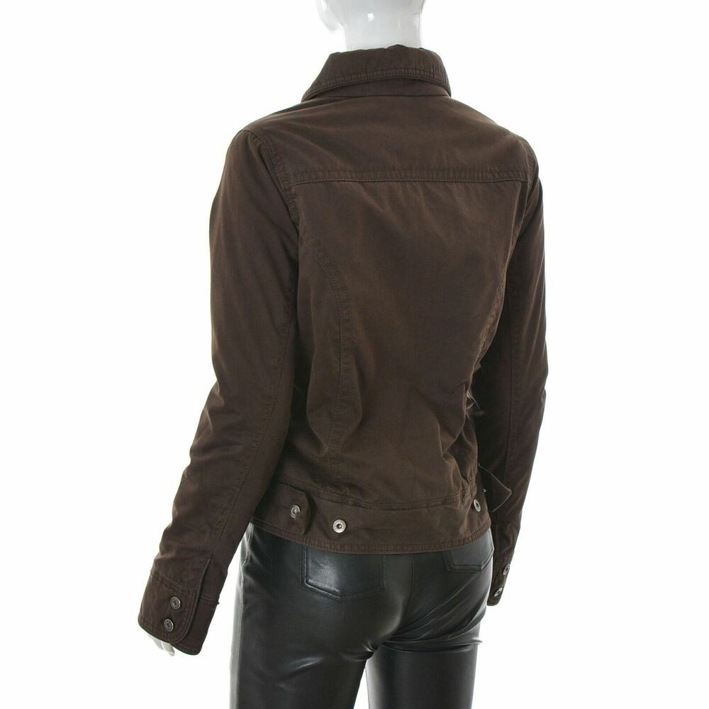 Tommy Hilfiger woman Denim Cherry jacket lady Brown Padded Lined S Small Genuine