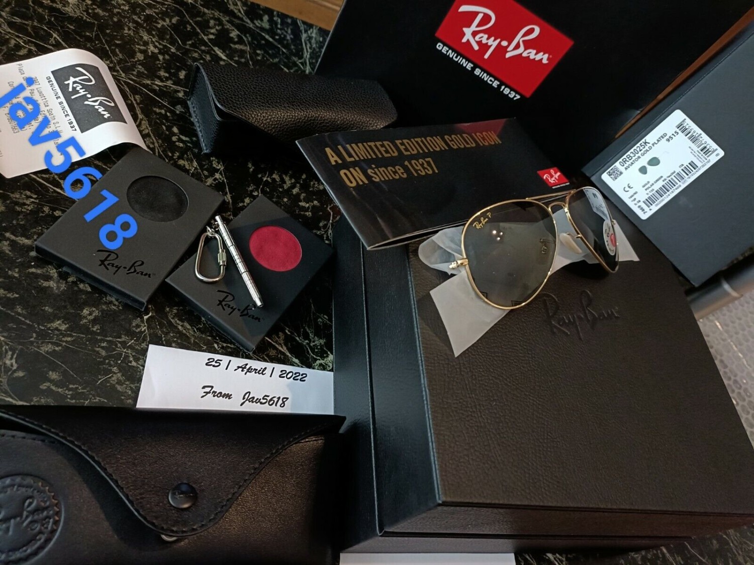 Ray-Ban pilot 3025 K Solid Gold 18k Limited 84 Rare, brand-new, intact and unique pilot * * *-