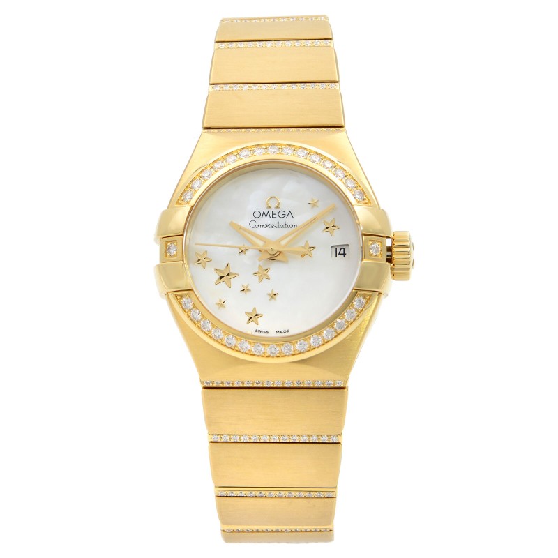 Omega Constellation 18K gold diamond mop dial ladies watch 123.55.27.20.05.002-