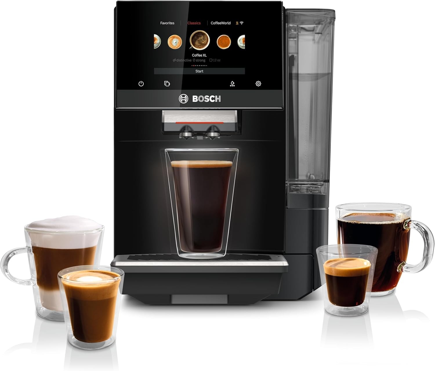 Bosch TPU60309 800 Series VeroCafe Fully Automatic Espresso Machine with Home Connect, 35 Beverage Varieties, Coffee World, Double Cup, Black