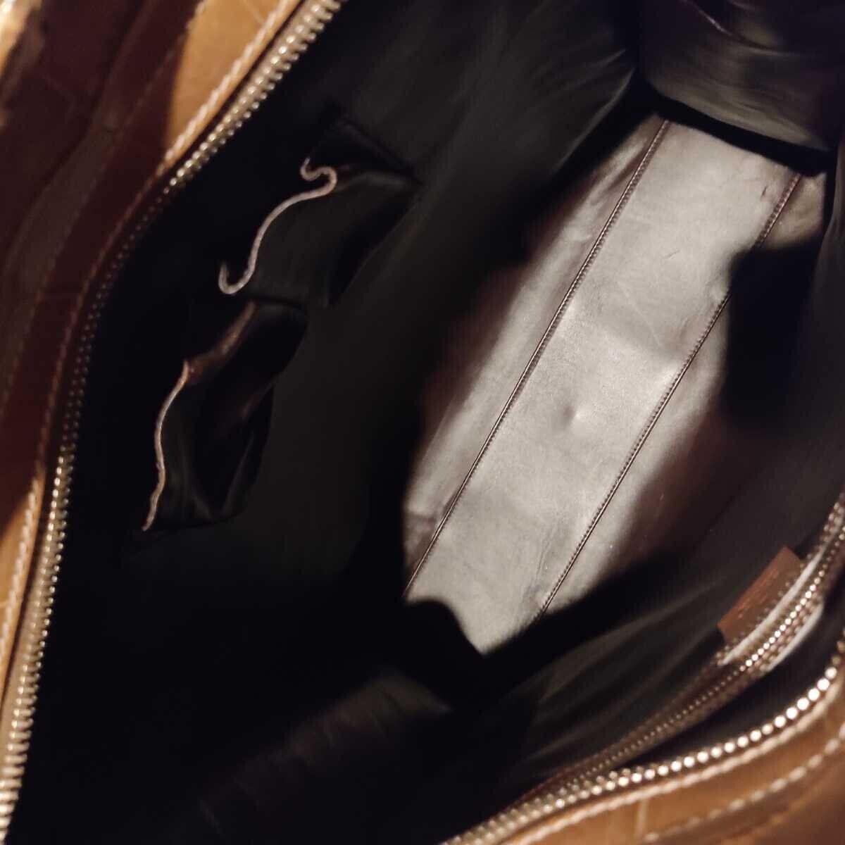 GUCCI crocodile leather large handbag-