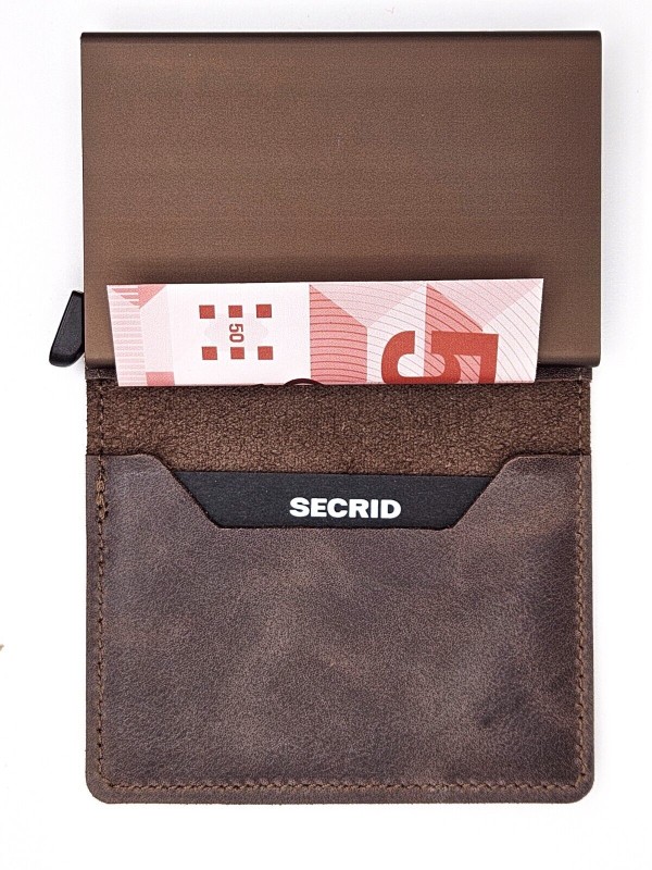 Secrid SV Chocolate Men's Mini Wallet New Genuine Leather RFID Secure Maximum 12 Cards-
