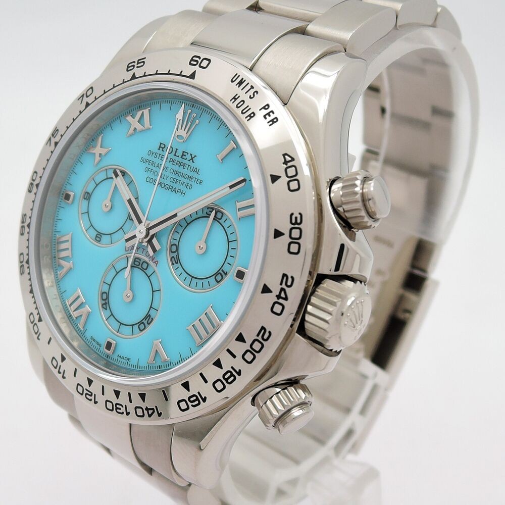 Rolex Daytona 116509 Ser M Turquoise Beach Blue Dial 18K WG Paper Men's Watch