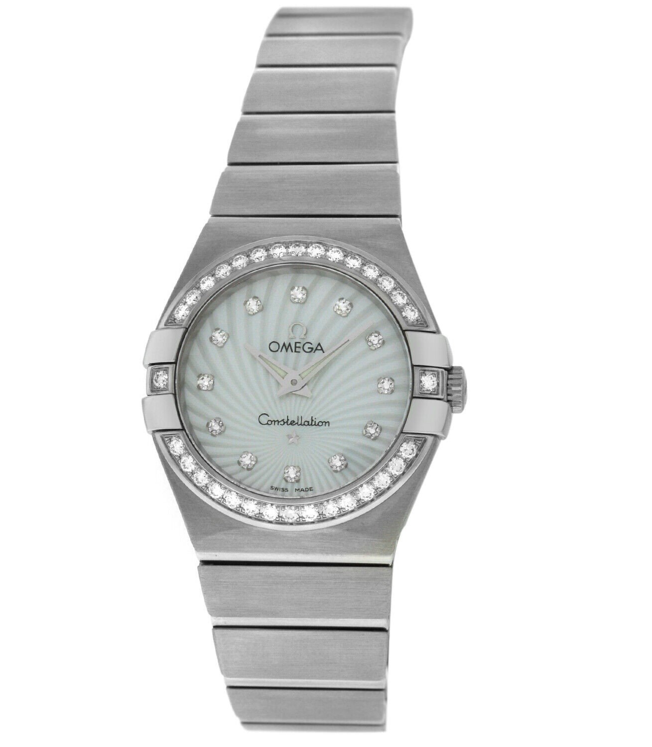 Omega Constellation 123.15.27.60.55.002 Diamond Sunburst MOP 27mm Quartz Watch -