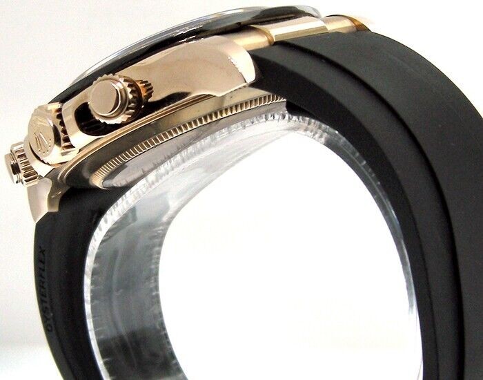 Rolex Daytona 116515ln 18k Everose Gold Black Dial Rubber Oysterflex 116515