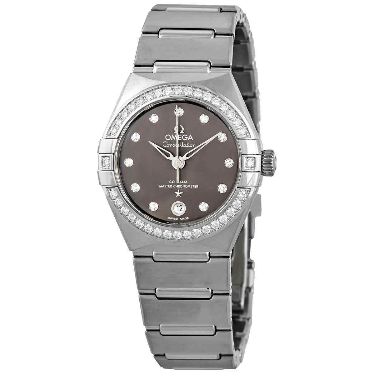 Omega Constellation Automatic Chronometer Diamond Grey Dial Ladies Watch