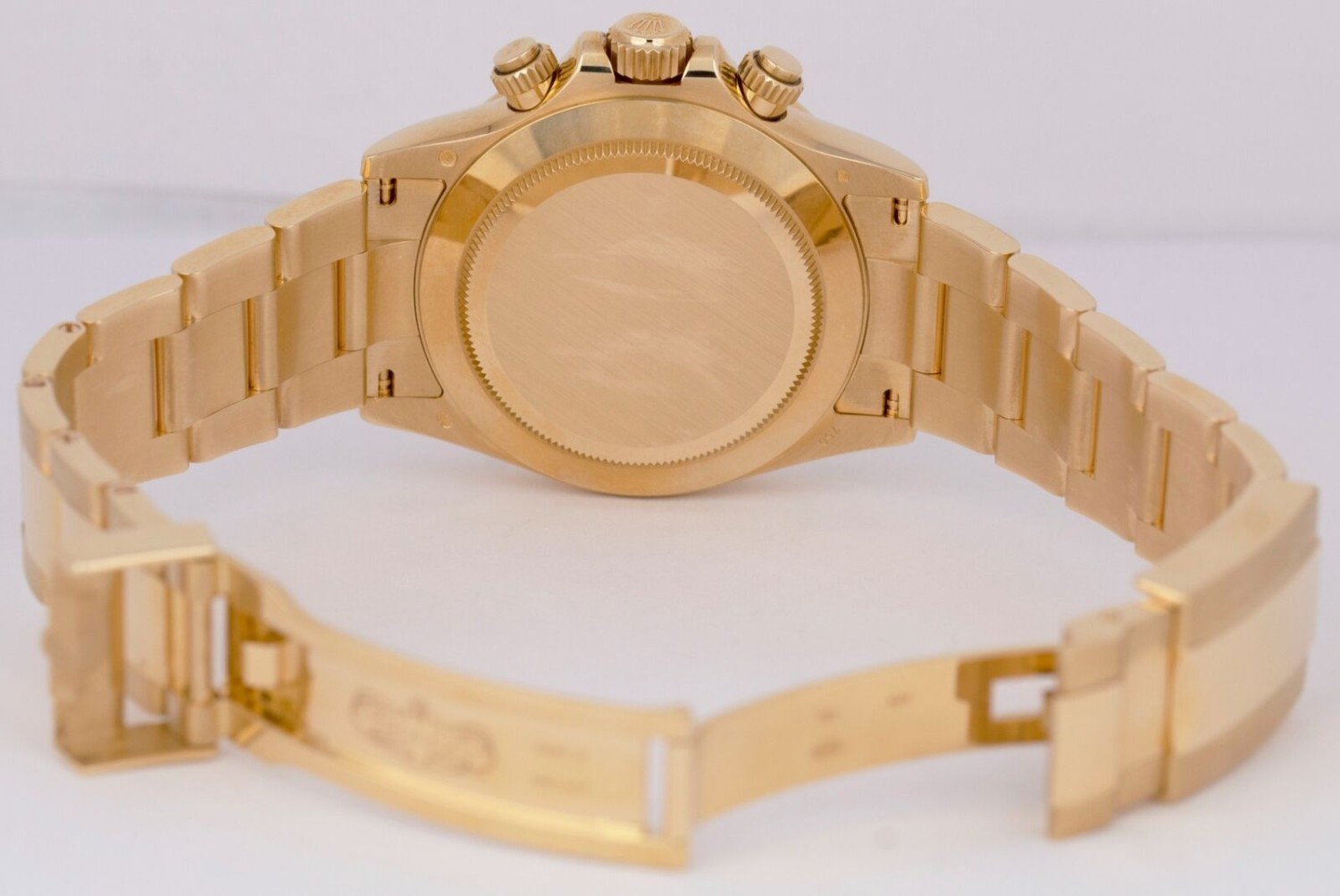 NOS Rolex Daytona Cosmograph FAT BUCKLE Gold PAPERS 40mm WHITE Watch 116528 B+P