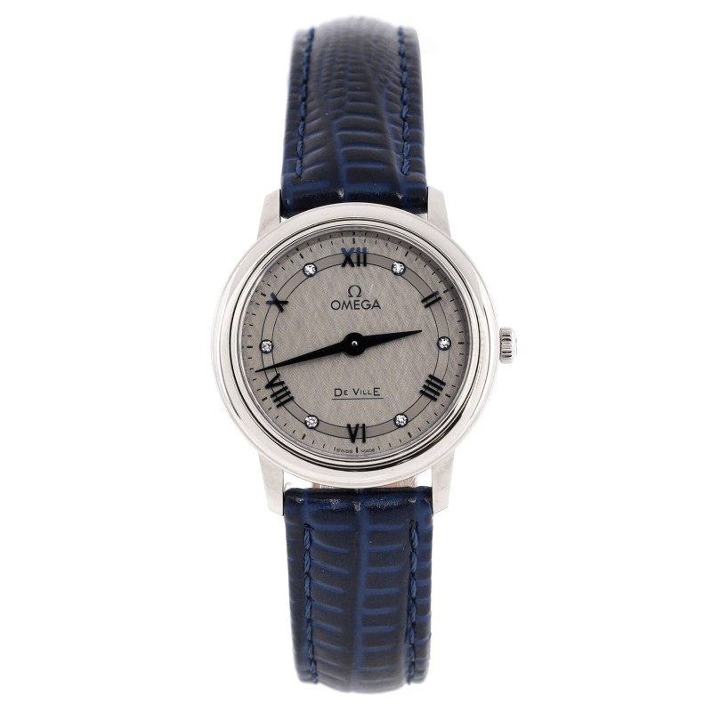 Omega De Ville Prestige Quartz Watch Stainless Steel and Leather with Diamond Ma