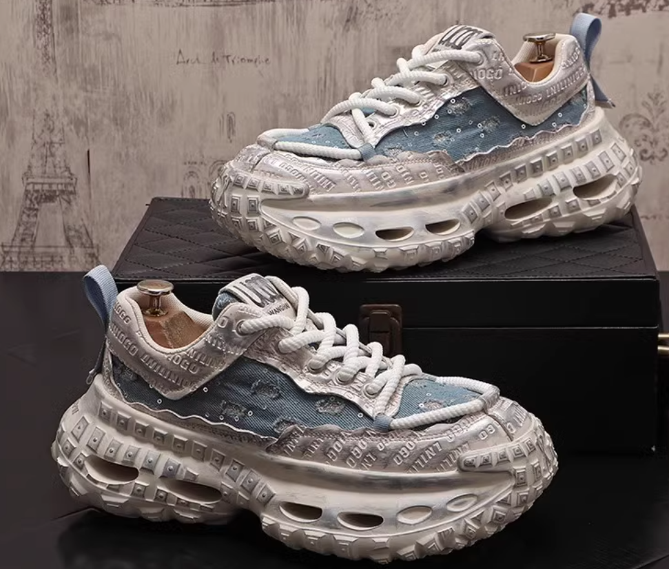 Versatile men's shoes, breathable, casual, versatile, low-top, fashionable, trendy, sequined, personalized, thick-soled, daddy shoes for men