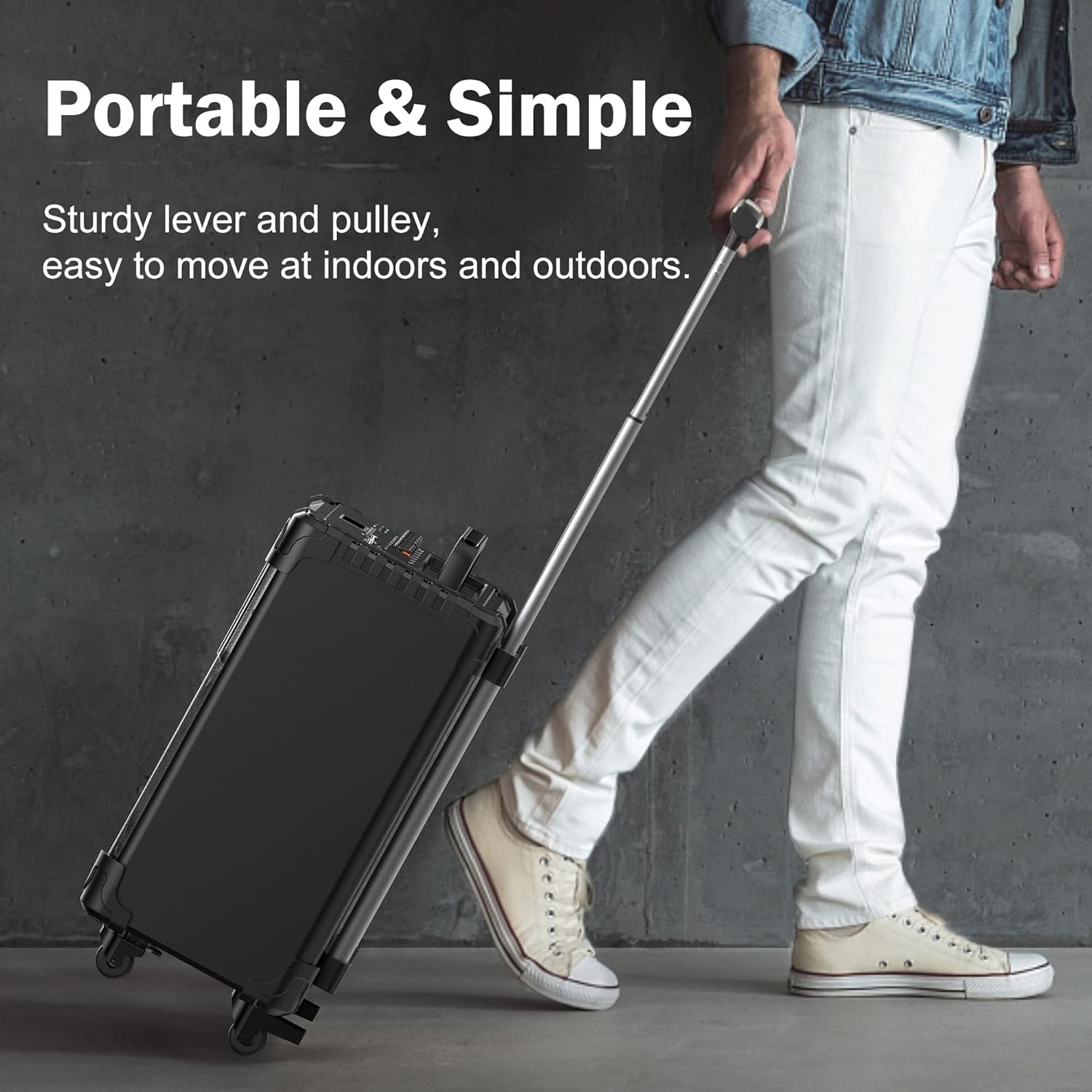 JYX Karaoke Machine with 2 Wireless Mics, 10" Woofer 500W Peak Power Big Portable Bluetooth Speaker with Bass/Treble Adjustment, PA System with Remote Control, LED Lights, Rolling Wheels and Trolley