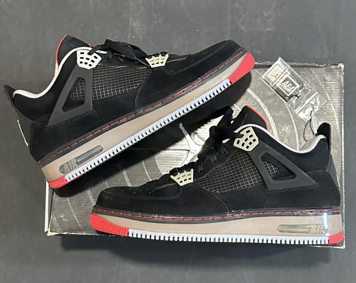 Air Jordan Fusion 4 Black Cement Fire Red Grey 364342-061 Men’s Size 10.5