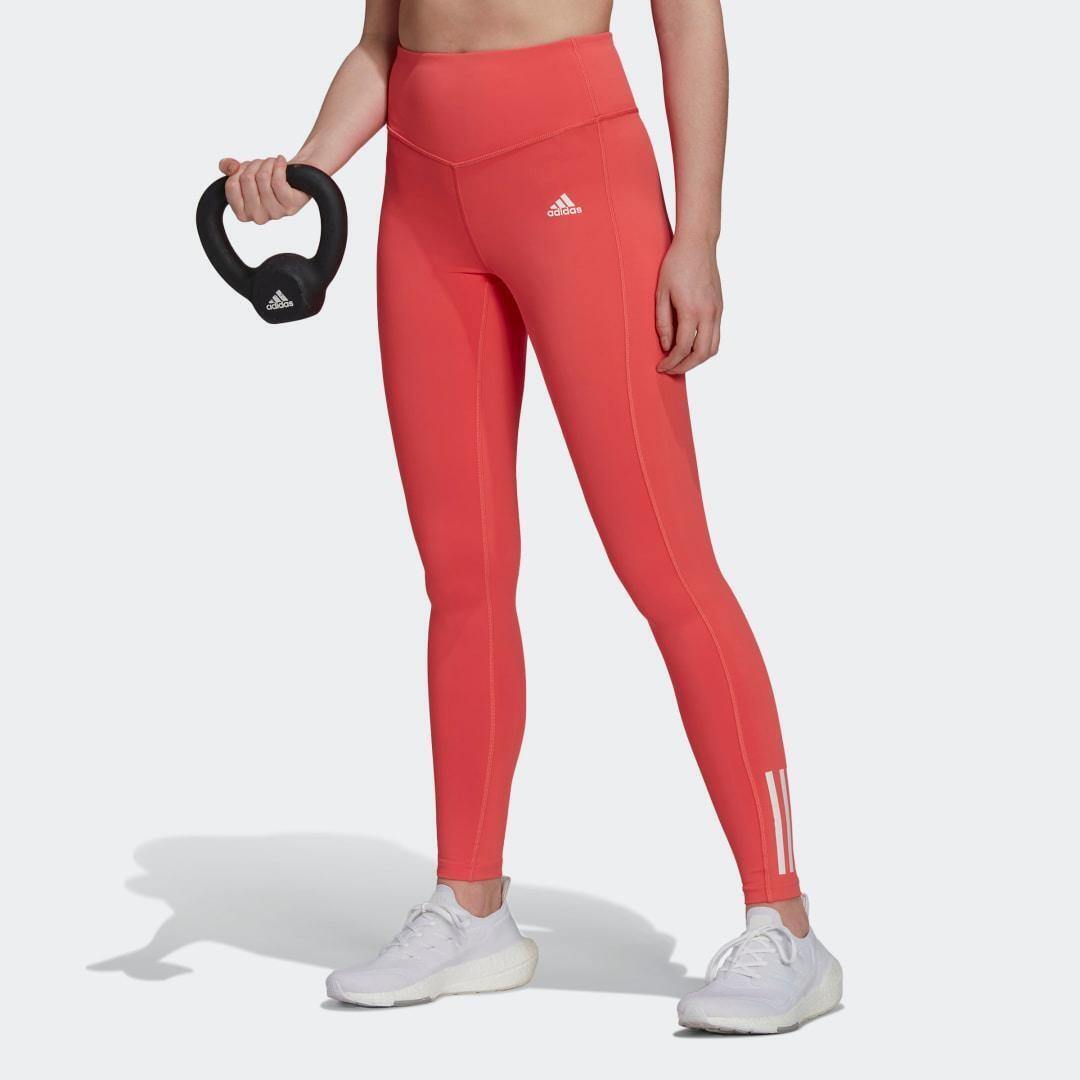 ADIDAS Hyperglam Aeroready High Rise Pink LEGGINGS Gym Training RUNNING BOTTOMS