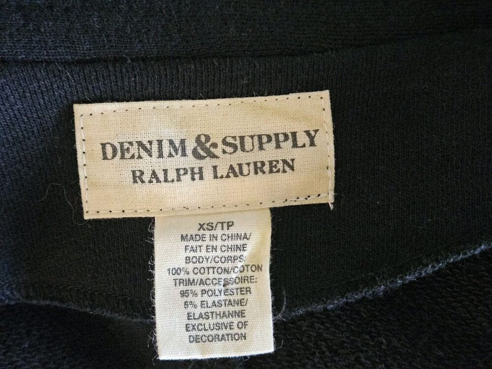 RARE Ralph Lauren Denim & Supply XS Black Red Velvet Military Long Coat Jacket